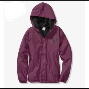 pink sherpa lined hood anorak